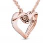 Solid 10k Rose Gold 0.33 Ct Round Cut Diamond Bold Heart Pendant Necklace HI I2