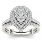 0.50 Ct 14K White Gold Round Cut Diamond Pear Shaped Halo Engagement Ring 0.50 Ct 14K White Gold Round Cut Diamond Pear Shaped Halo Engagement Ring