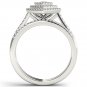 0.50 Ct 14K White Gold Round Cut Diamond Pear Shaped Halo Engagement Ring