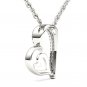 Solid 10k White Gold 0.08 Ct Round Cut Diamond Dual Heart Pendant Necklace HI I2