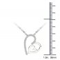 Solid 10k White Gold 0.08 Ct Round Cut Diamond Dual Heart Pendant Necklace HI I2