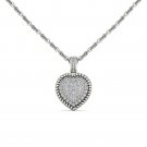 Natural 10k White Gold 0.25Ct Round Cut Solid Real Diamond Heart Necklace HI I2