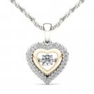 10k Yellow Two-Tone White Gold 0.33Ct Round Diamond Heart Pendant Necklace HI I2 10k Yellow Two-Tone White Gold 0.33Ct Round Diamond Heart Pendant Necklace HI I2