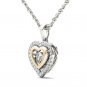 10k Yellow Two-Tone White Gold 0.33Ct Round Diamond Heart Pendant Necklace HI I2
