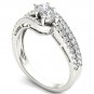 14K White Gold 1.00 Ct Brillant Princess Cut Diamond Two Stone Engagement Ring