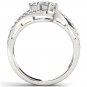14K White Gold 1.00 Ct Brillant Princess Cut Diamond Two Stone Engagement Ring