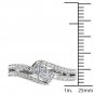 14K White Gold 1.00 Ct Brillant Princess Cut Diamond Two Stone Engagement Ring