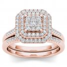 10k Rose Gold 0.50Ct Natural Diamond Cluster Halo Engagement Ring Set HI,I2 10k Rose Gold 0.50Ct Natural Diamond Cluster Halo Engagement Ring Set HI,I2