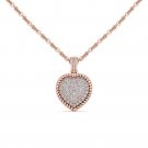 Natural 10k Rose Gold 0.25Ct Round Cut Solid Real Diamond Heart Necklace HI I2