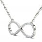 Solid 10k White Gold 0.15 Ct Round Cut Diamond Infinity Pendant Necklace HI I2