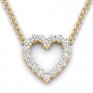 Solid 14k Yellow Gold 0.50 Ct Round Cut Diamond Heart Pendant Necklace HI I2 Solid 14k Yellow Gold 0.50 Ct Round Cut Diamond Heart Pendant Necklace HI I2