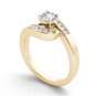 14k Yellow Gold 0.75Ct Round Cut Diamond Bypass Halo Solitaire Engaement Ring HI