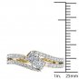 14K Yellow Gold 1.00 Ct Brillant Princess Cut Diamond Two Stone Engagement Ring