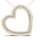 Solid 10k Yellow Gold 0.12Ct Round Cut Diamond Bold Heart Pendant Necklace HI I2 Solid 10k Yellow Gold 0.12Ct Round Cut Diamond Bold Heart Pendant Necklace HI I2