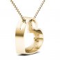 Solid 10k Yellow Gold 0.12Ct Round Cut Diamond Bold Heart Pendant Necklace HI I2