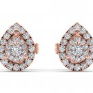 10k Rose Gold 0.25 Ct Round Cut Diamond Pear Shape Fashion Earrings Real Solid