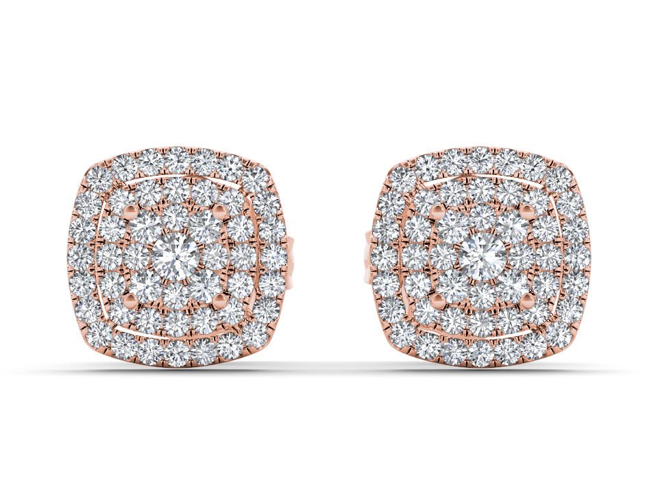 Genuine 10k Rose Gold 0.35 Ct Round Cut Diamond Stud Earrings HI I2