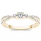 Solid 14k Yellow Gold 0.25Ct Round Cut Diamond Three Stone Engagement Ring HI I2 Solid 14k Yellow Gold 0.25Ct Round Cut Diamond Three Stone Engagement Ring HI I2