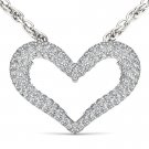 Solid 10k White Gold 0.33 Ct Round Cut Diamond Bold Heart Pendant Necklace HI I2 Solid 10k White Gold 0.33 Ct Round Cut Diamond Bold Heart Pendant Necklace HI I2