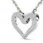 Solid 10k White Gold 0.33 Ct Round Cut Diamond Bold Heart Pendant Necklace HI I2