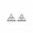 0.50 Ct Natural Round Cut Diamond Three Stone Stud Earrings in 10k White Gold