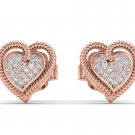 Natural 10k Rose Gold 0.10 Ct Round Cut Diamond Fashion Heart Earrings HI I2 Natural 10k Rose Gold 0.10 Ct Round Cut Diamond Fashion Heart Earrings HI I2