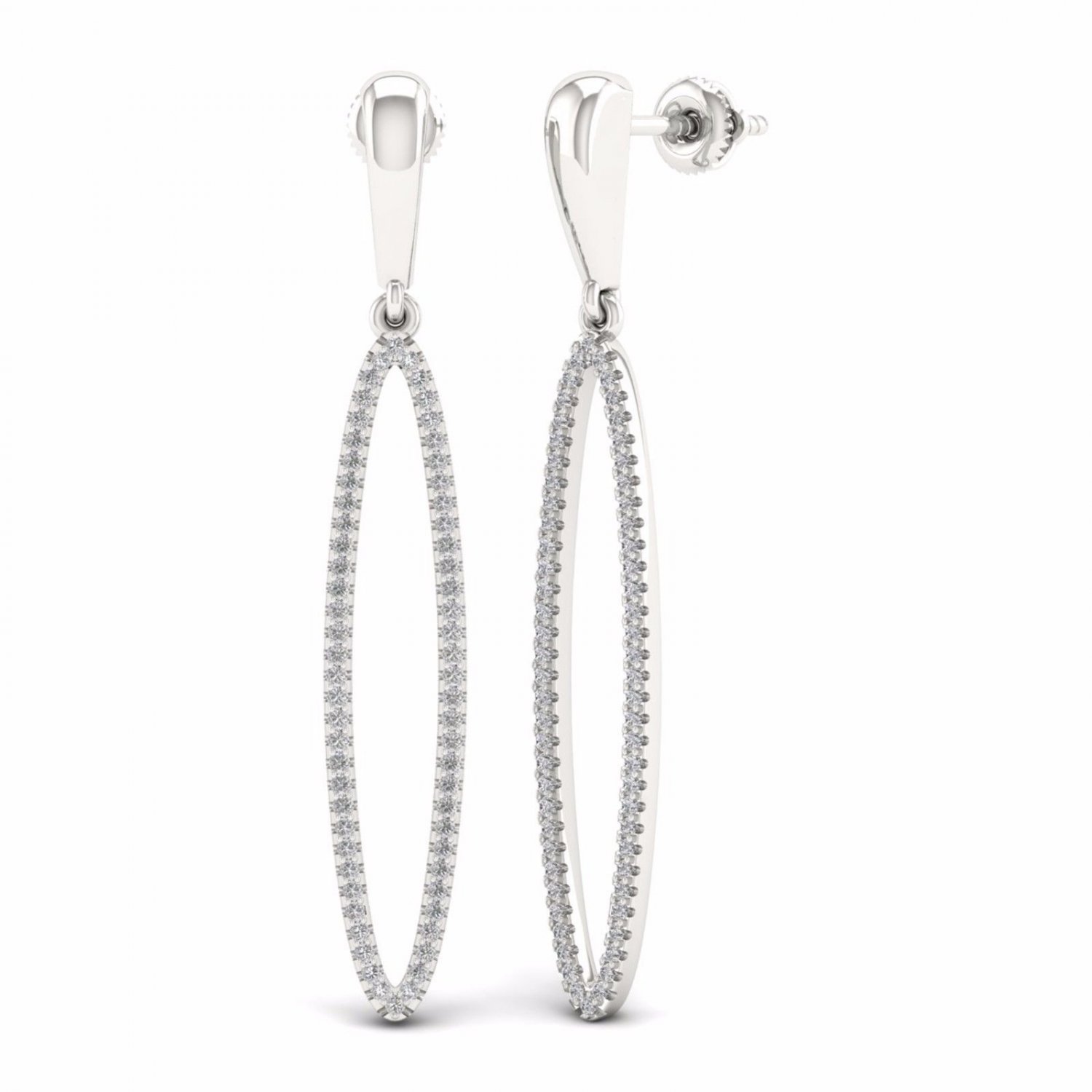 S925 Sterling Silver 0.33Ct  Natural Round Cut Diamond  Loop Dangle Earrings