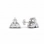 0.25 Ct Natural Round Cut Diamond Three Stone Stud Earrings in 10k White Gold