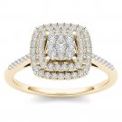 14K Yellow Gold 0.33 Ct Brillant Round Cut Diamond Cluster Engagement Ring