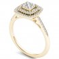 14K Yellow Gold 0.33 Ct Brillant Round Cut Diamond Cluster Engagement Ring