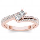 Genuine 14K Rose Gold 0.50 Ct Princess Cut Diamond Two Stone Engagement Ring Genuine 14K Rose Gold 0.50 Ct Princess Cut Diamond Two Stone Engagement Ring