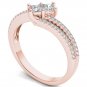 Genuine 14K Rose Gold 0.50 Ct Princess Cut Diamond Two Stone Engagement Ring