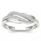 Solid 10k White Gold 0.10 Ct Diamond Swirl Fashion Engagement Wedding Ring HI I2 Solid 10k White Gold 0.10 Ct Diamond Swirl Fashion Engagement Wedding Ring HI I2