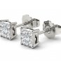 Solid 10k White Gold 0.50 Ct Round Cut Diamond Stud Earrings HI I2 Pushbacks