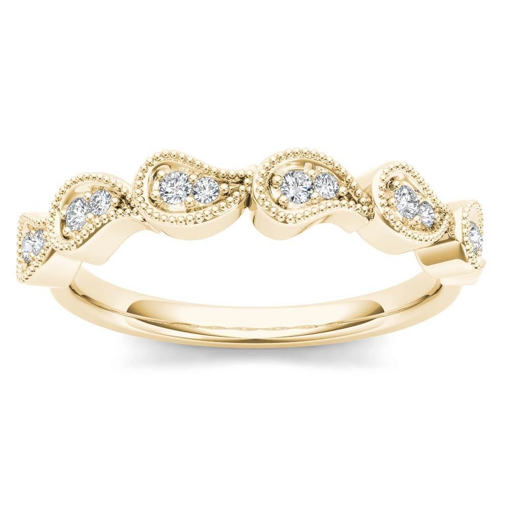 Genuine 10K Yellow Gold 0.08 Ct Brillant Round Cut Diamond  Wedding Band