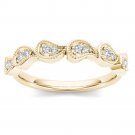 Genuine 10K Yellow Gold 0.08 Ct Brillant Round Cut Diamond  Wedding Band
