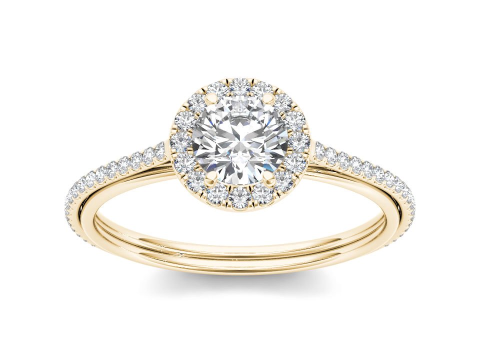 14k Yellow Gold 1.00 Ct Natural Round Cut Diamond Classic Halo Engagement Ring