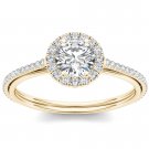 14k Yellow Gold 1.00 Ct Natural Round Cut Diamond Classic Halo Engagement Ring