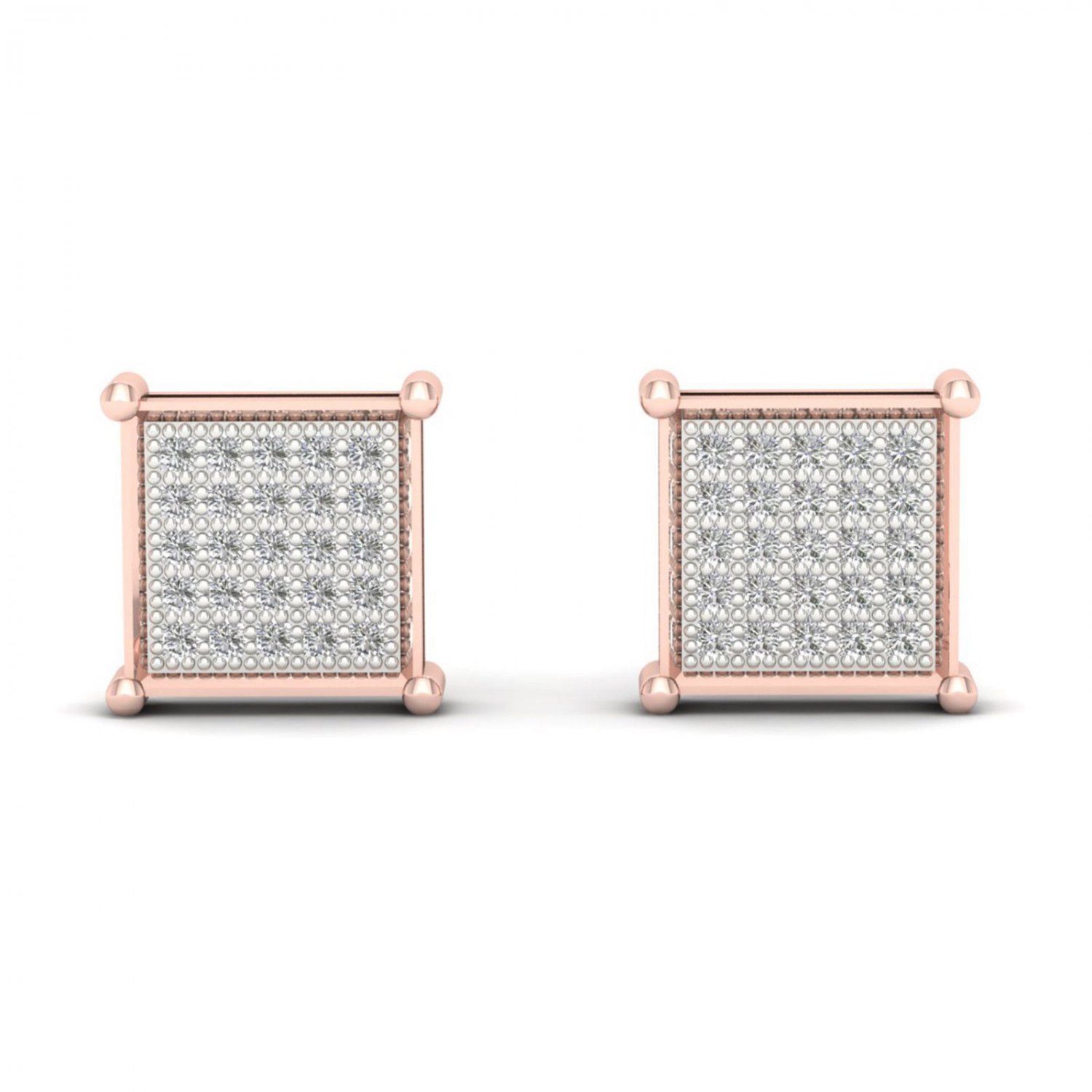 10k Rose Gold 0.85 Ct Brilliant Round Cut Diamond Cluster Stud Earrings I2
