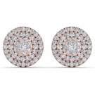 Genuine 10K Rose Gold 0.50 Ct Natural Round Cut Diamond Cluster Earrings