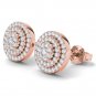 Genuine 10K Rose Gold 0.50 Ct Natural Round Cut Diamond Cluster Earrings