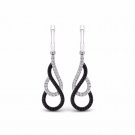 S925 Sterling Silver 0.25Ct Round Cut Black and White Diamond  Hoop Earrings