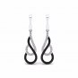 S925 Sterling Silver 0.25Ct Round Cut Black and White Diamond  Hoop Earrings