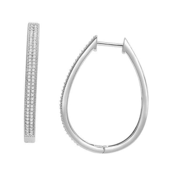 Natural 10k White Gold 0.50 Ct Round Cut Diamond Hoop Earrings HI I2