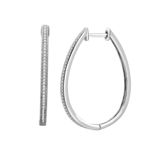 Natural 10k White Gold 0.25 Ct Round Cut Diamond Hoop Earrings HI I2