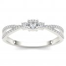 Solid 14k White Gold 0.25 Ct Round Cut Diamond Three Stone Engagement Ring HI I2 Solid 14k White Gold 0.25 Ct Round Cut Diamond Three Stone Engagement Ring HI I2