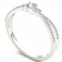 Solid 14k White Gold 0.25 Ct Round Cut Diamond Three Stone Engagement Ring HI I2