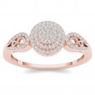 14k Rose Gold 0.2 Ct Natural Round Cut Diamond Halo Fashion Engagement Ring HI 14k Rose Gold 0.2 Ct Natural Round Cut Diamond Halo Fashion Engagement Ring HI
