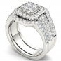 Solid 10k White Gold 1.75 Ct Natural Diamond Engagement Bridal Ring Set HI I2