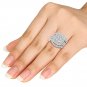Solid 10k White Gold 1.75 Ct Natural Diamond Engagement Bridal Ring Set HI I2
